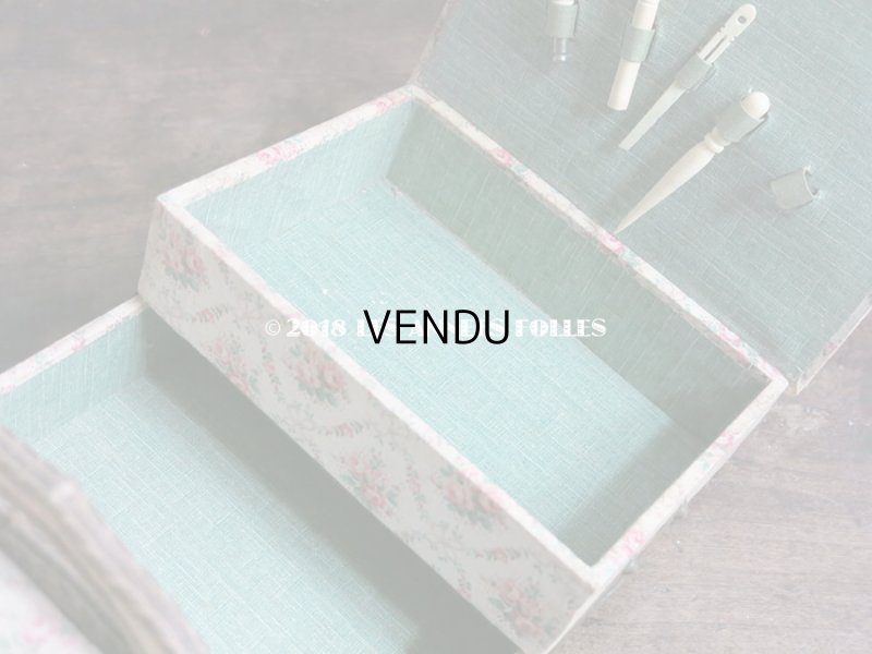 画像15: 【クリスマスセール2018対象外】 1900年代 アンティーク 薔薇模様の裁縫箱 カルトナージュボックス