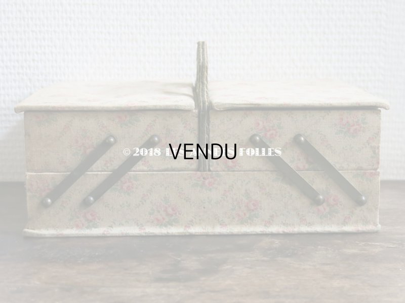 画像5: 【クリスマスセール2018対象外】 1900年代 アンティーク 薔薇模様の裁縫箱 カルトナージュボックス