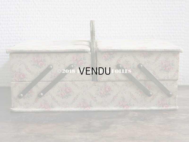 画像4: 【クリスマスセール2018対象外】 1900年代 アンティーク 薔薇模様の裁縫箱 カルトナージュボックス