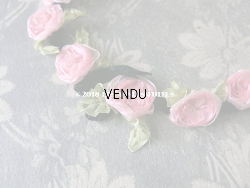 画像5: 未使用 1920年代 アンティーク バレエ用 シルクシフォン ピンクの薔薇のヘッドリース 箱入り