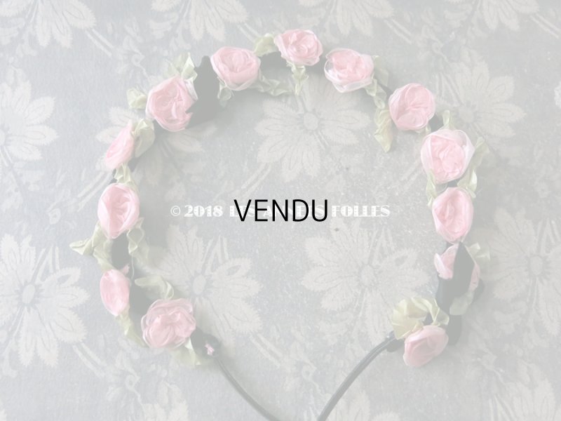 画像3: 未使用 1920年代 アンティーク バレエ用 シルクシフォン ピンクの薔薇のヘッドリース 箱入り