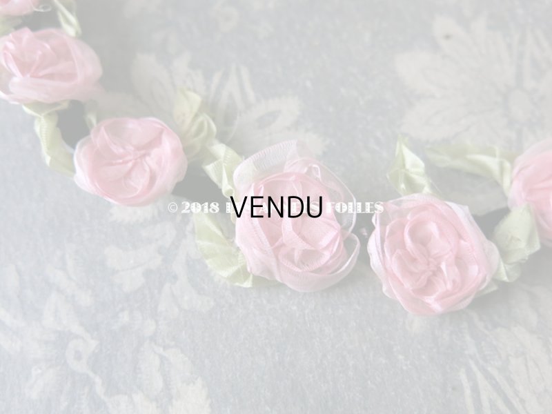 画像6: 未使用 1920年代 アンティーク バレエ用 シルクシフォン ピンクの薔薇のヘッドリース 箱入り