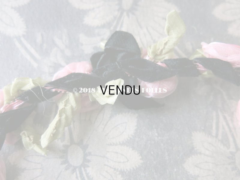 画像10: 未使用 1920年代 アンティーク バレエ用 シルクシフォン ピンクの薔薇のヘッドリース 箱入り