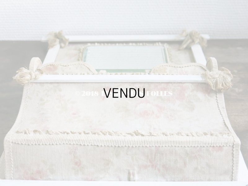 画像12: 1900年代 アンティーク　カルトナージュのラック ミラー付 フリル＆薔薇模様