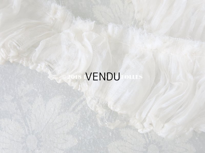 画像5: 19世紀末 アンティーク  シルク製モスリン プリーツ生地 ファブリック アイボリー　