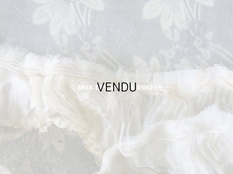 画像6: 19世紀末 アンティーク  シルク製モスリン プリーツ生地 ファブリック アイボリー　