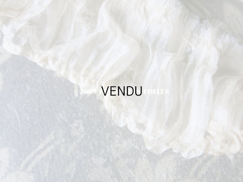 画像4: 19世紀末 アンティーク  シルク製モスリン プリーツ生地 ファブリック アイボリー　