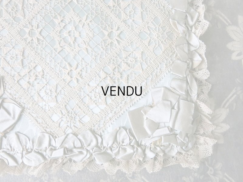 画像9: 19世紀末 アンティーク シルク製 ハンキーケース グレイッシュブルー ハンカチ用ポシェット 