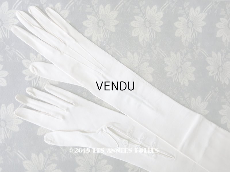 画像1: 未使用 1900年代 アンティーク  結婚式のロンググローブ 本革 エクリュ レザー 手袋 