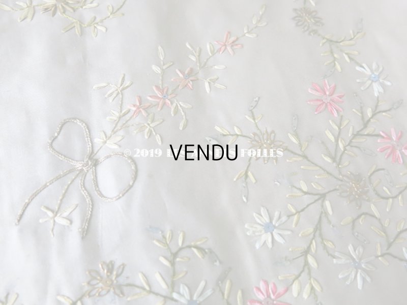 画像17: 19世紀 アンティーク リボン刺繍のパネル ファブリック