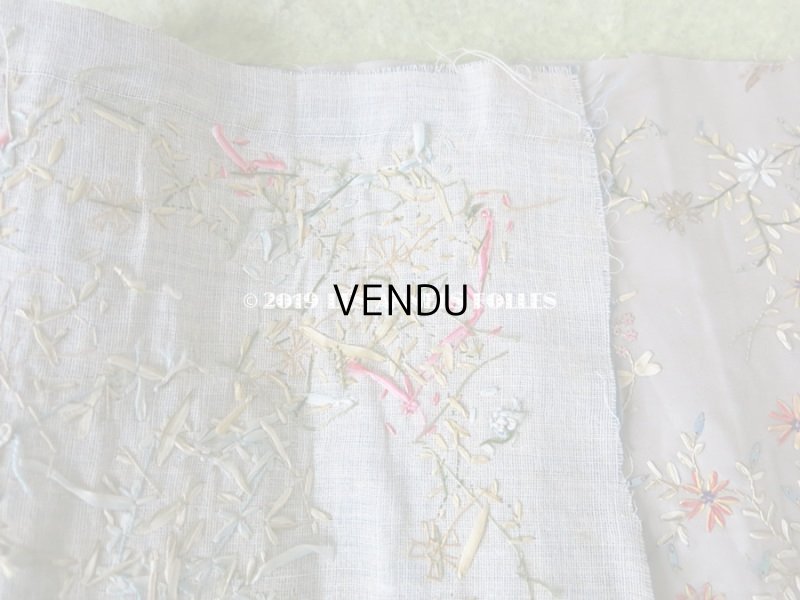 画像18: 19世紀 アンティーク リボン刺繍のパネル ファブリック