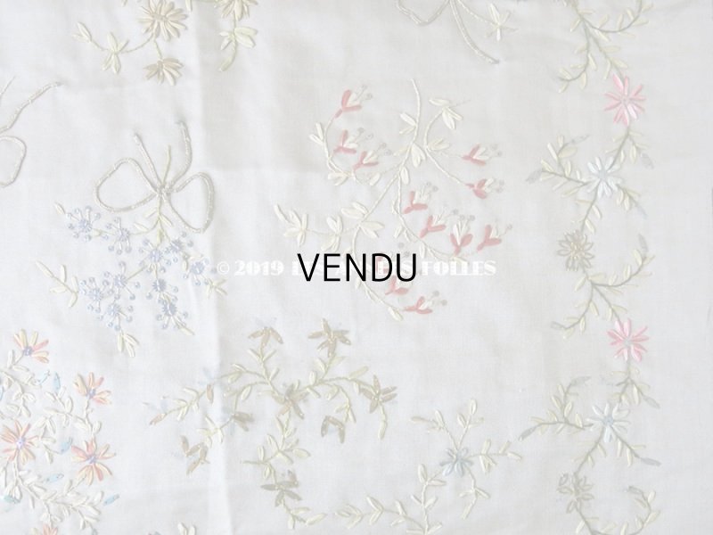 画像9: 19世紀 アンティーク リボン刺繍のパネル ファブリック