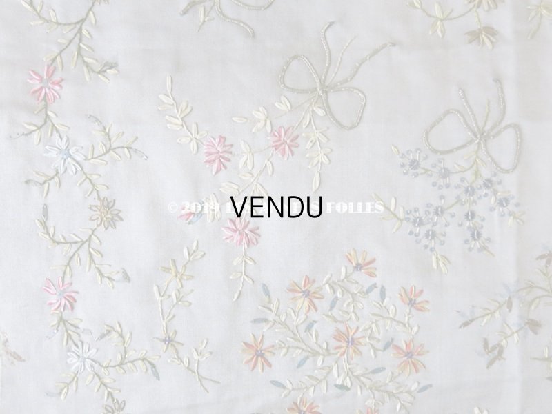 画像8: 19世紀 アンティーク リボン刺繍のパネル ファブリック