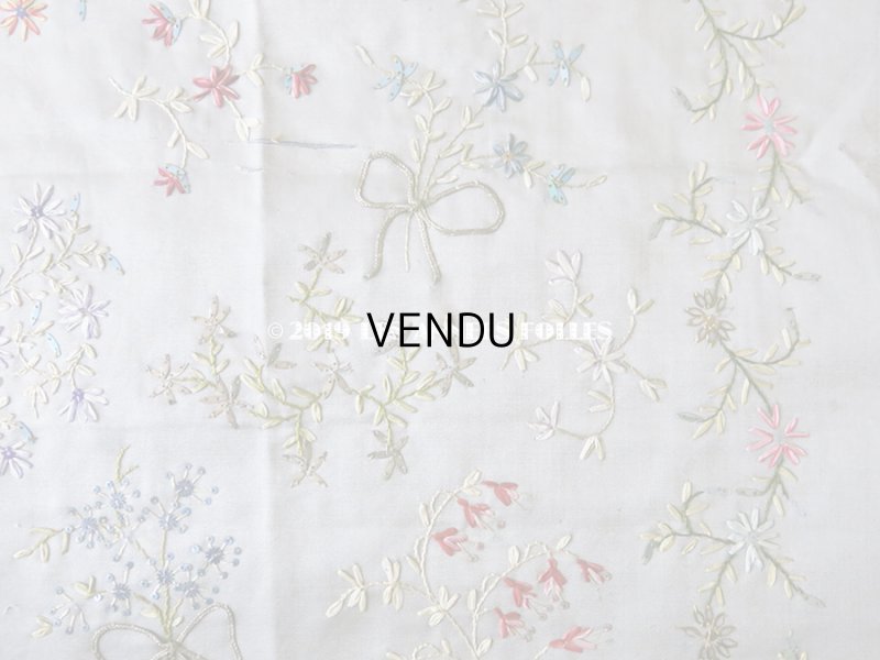 画像11: 19世紀 アンティーク リボン刺繍のパネル ファブリック