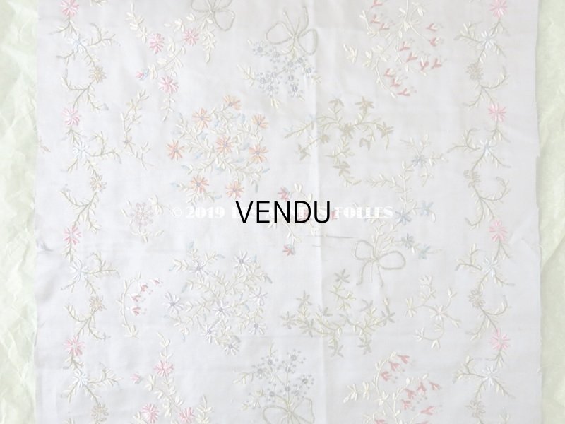 画像4: 19世紀 アンティーク リボン刺繍のパネル ファブリック