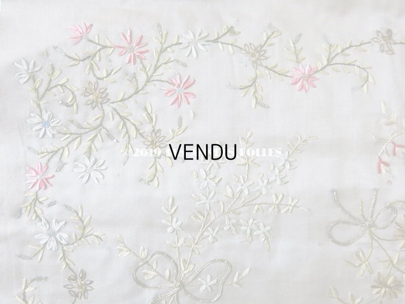 画像6: 19世紀 アンティーク リボン刺繍のパネル ファブリック