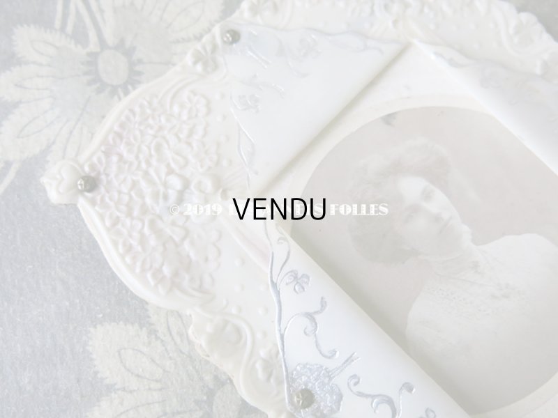 画像5: アンティーク セルロイドのフォトフレーム 薄紫色の菫