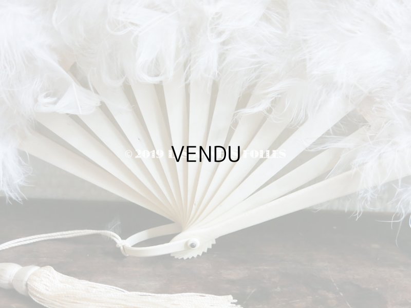 画像6: 1900年代 アンティーク オフホワイトのファン  白鳥のフェザー＆ボーン製