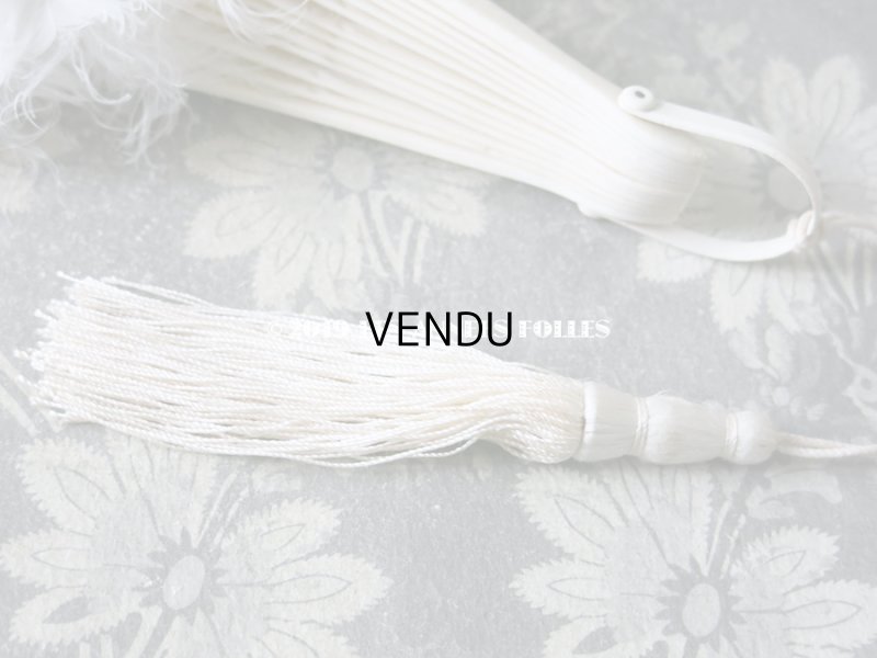 画像8: 1900年代 アンティーク オフホワイトのファン  白鳥のフェザー＆ボーン製