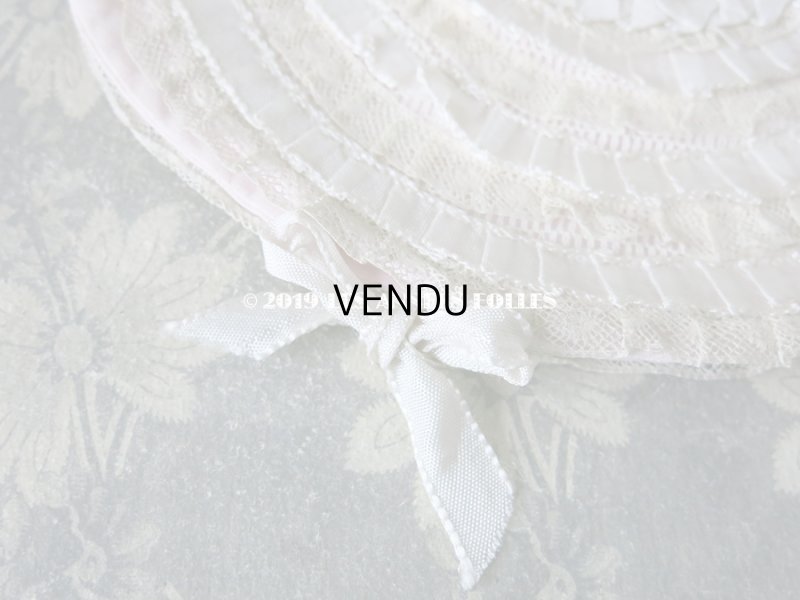 画像7: アンティーク  リボンとレースのフリル ハンキーケース 淡いピンク＆オフホワイト ハンカチ用ポシェット 