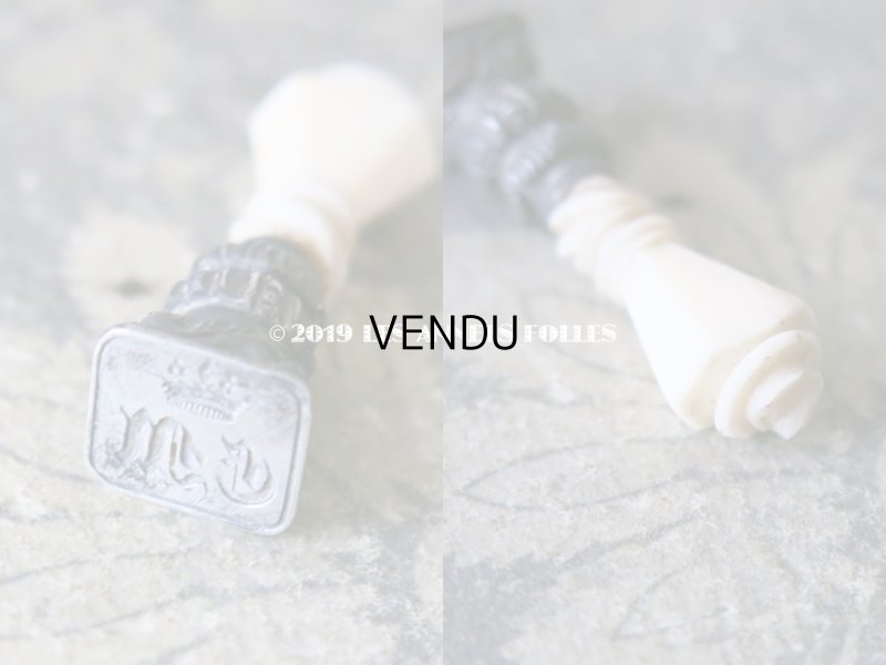 画像6: 19世紀末 アンティーク ドール用 シルバー製 とても小さなシーリングスタンプ 王冠&モノグラム