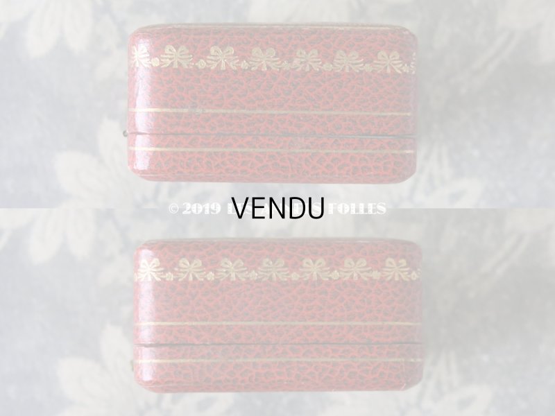 画像6: アンティーク ジュエリーボックス リボンとリーフのガーランド 金彩入り レンガ色 