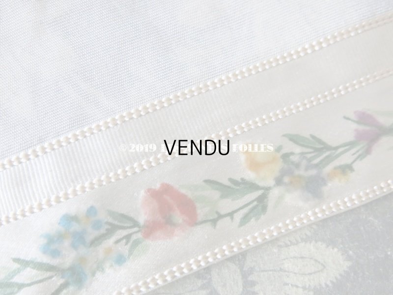 画像5: 19世紀 アンティーク シルク製 幅広リボン ベルベットの花模様 1.2m