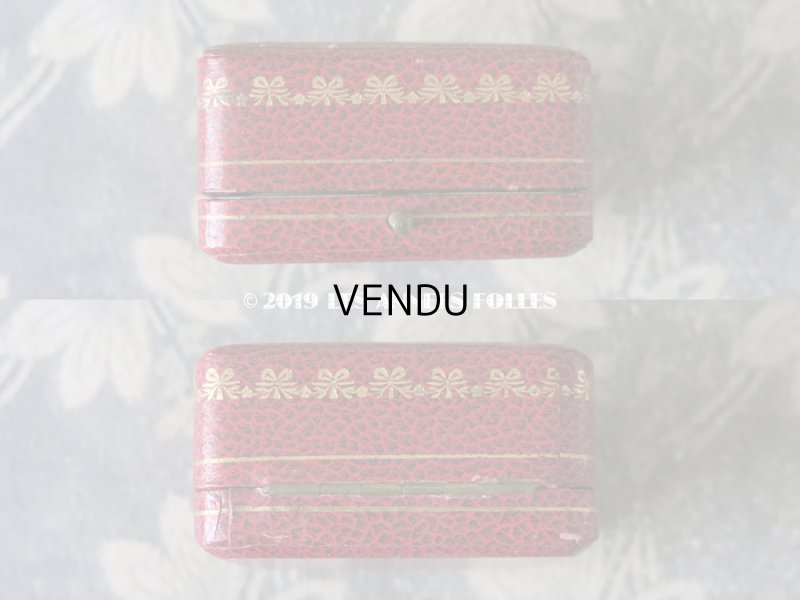 画像5: アンティーク ジュエリーボックス リボンとリーフのガーランド 金彩入り レンガ色 