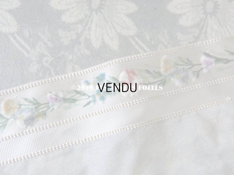 画像3: 19世紀 アンティーク シルク製 幅広リボン ベルベットの花模様 1.2m