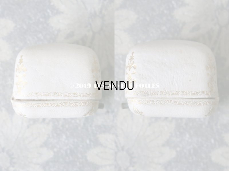 画像5: アンティーク 本革製 ジュエリーボックス 金彩入り オフホワイト リングボックス