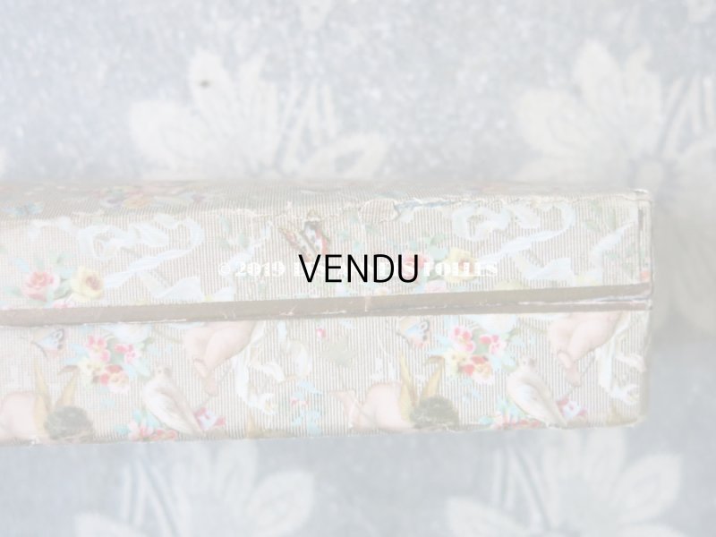 画像7: 19世紀末 アンティーク 天使&薔薇&リボン&蝶々 ファンの紙箱