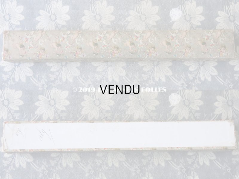 画像4: 19世紀末 アンティーク 天使&薔薇&リボン&蝶々 ファンの紙箱