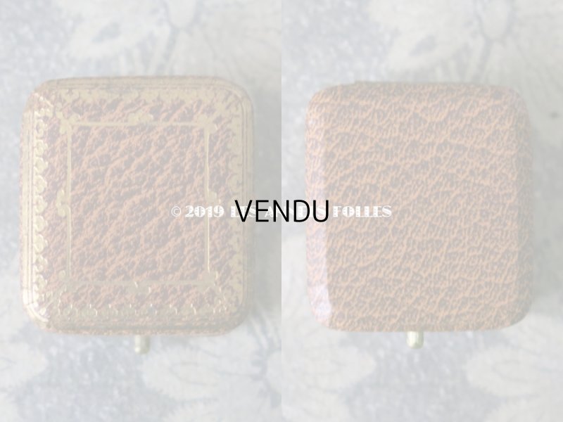 画像3: アンティーク ジュエリーボックス 金彩入り キャメル リングボックス