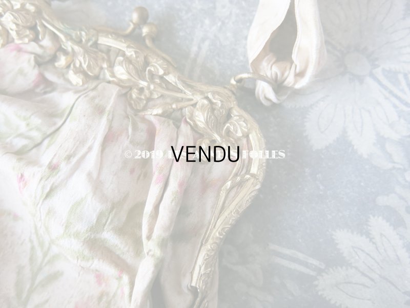 画像4: 19世紀 アンティーク  シルク製 ピンクの花模様のオモニエール 