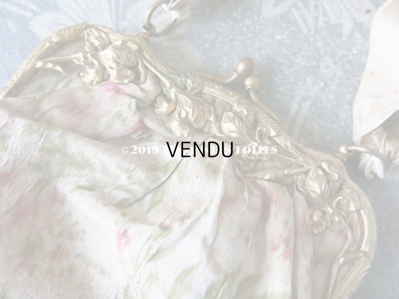 画像3: 19世紀 アンティーク  シルク製 ピンクの花模様のオモニエール 