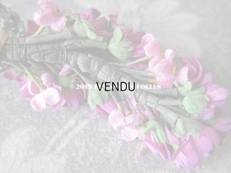 画像4: アンティーク コサージュ ピンクのベルベット＆紫 布花 