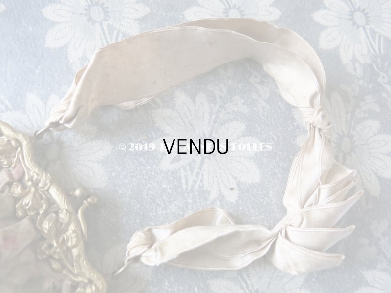 画像11: 19世紀 アンティーク  シルク製 ピンクの花模様のオモニエール 