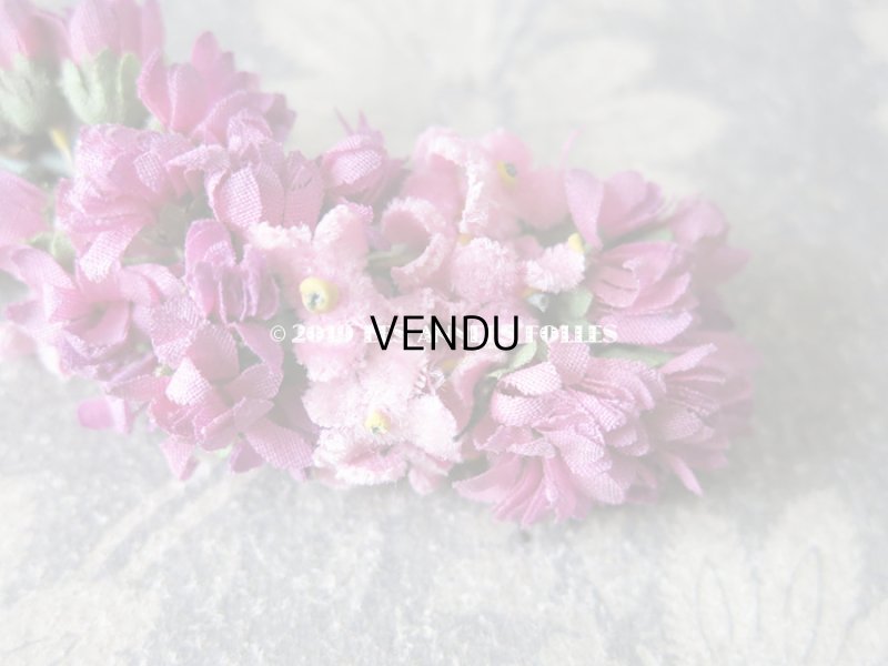 画像5: アンティーク コサージュ ピンクのベルベット＆紫 布花 