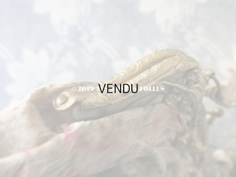 画像8: 19世紀 アンティーク  シルク製 ピンクの花模様のオモニエール 