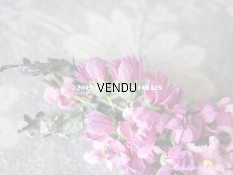 画像7: アンティーク コサージュ ピンクのベルベット＆紫 布花 