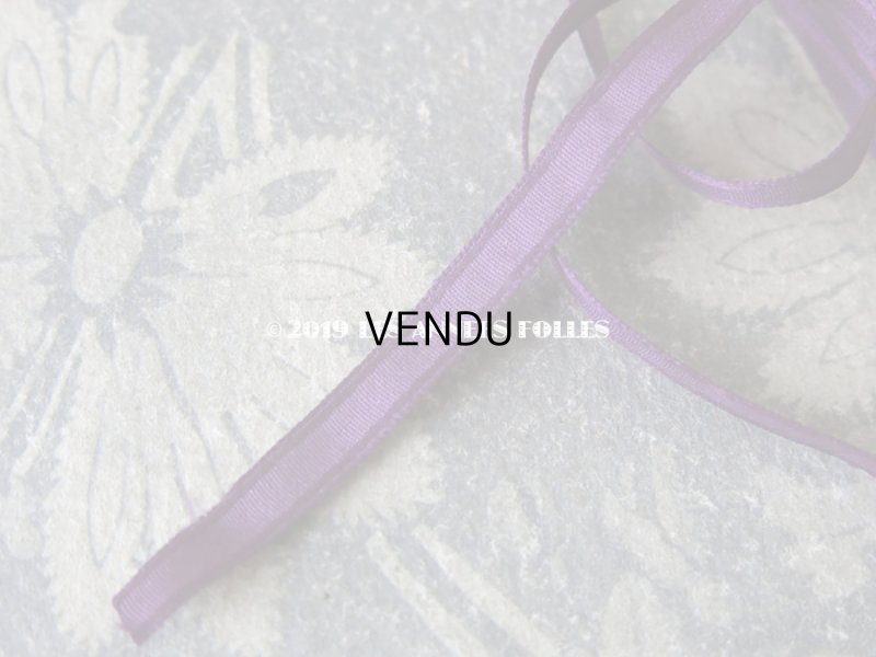 画像5: 1900年代 アンティーク シルク製 極細 リボン 深紫 6.7m 6mm幅