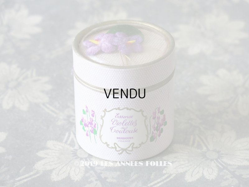 画像1: アンティーク 菫の布花入り 小さなパフュームボックス  ESSENCE VIOLETTES DE TOULOUSE - BERDOUES FRANCE -