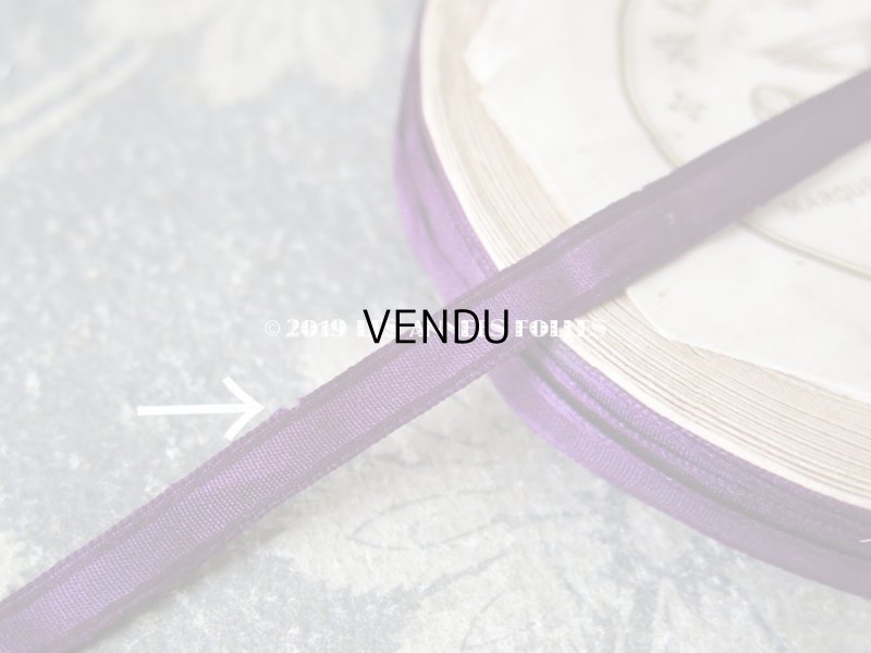 画像6: 1900年代 アンティーク シルク製 極細 リボン 深紫 6.7m 6mm幅