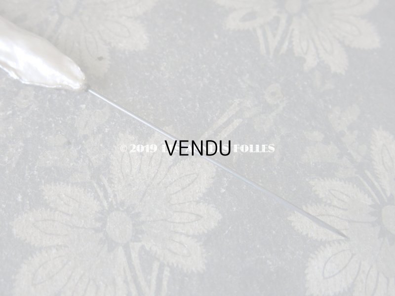 画像8: アンティーク パールのフェザー型 ハットピン エパングル 