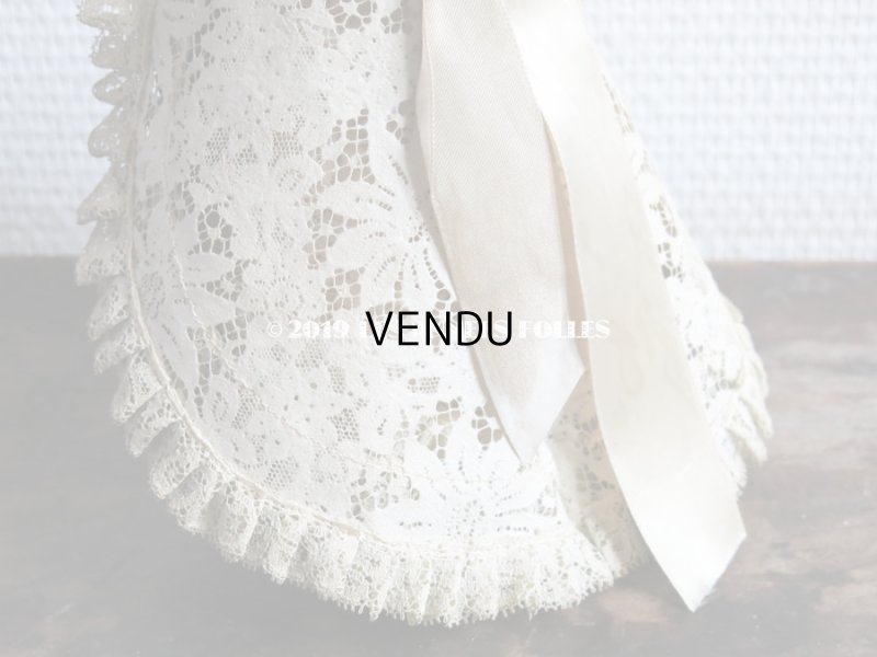 画像5: 1900年代 アンティーク ドール用 ハット エクリュのレース&リボン