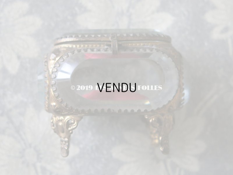 画像6: アンティーク 小さなジュエリーボックス スモーキーレッドのシルク製クッション