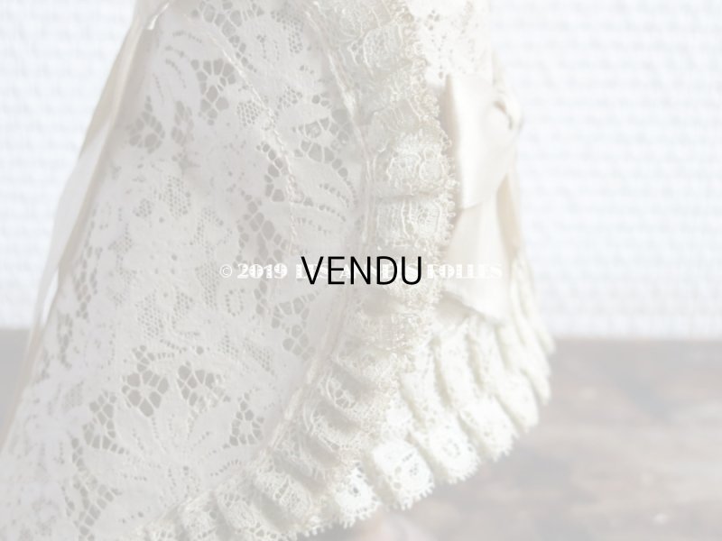 画像7: 1900年代 アンティーク ドール用 ハット エクリュのレース&リボン