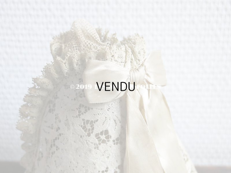 画像4: 1900年代 アンティーク ドール用 ハット エクリュのレース&リボン