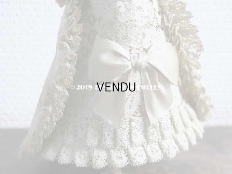 画像6: 1900年代 アンティーク ドール用 ハット エクリュのレース&リボン