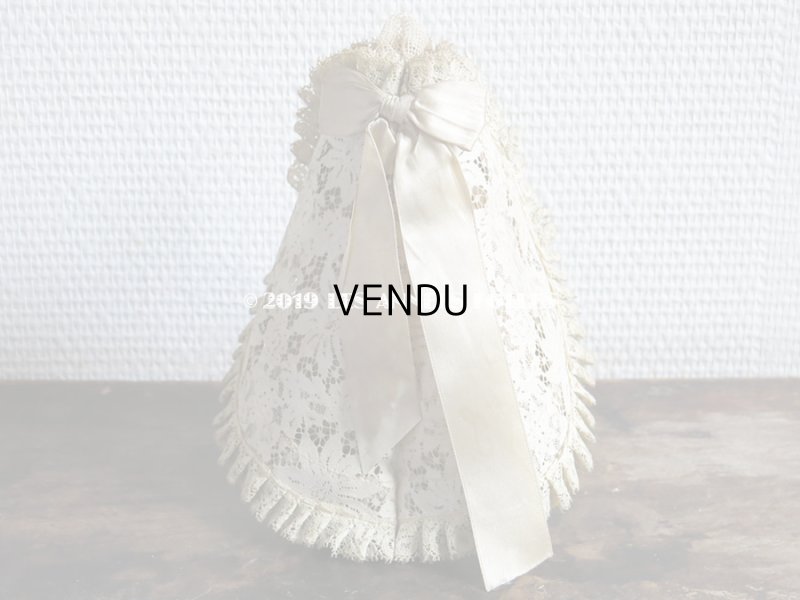 画像3: 1900年代 アンティーク ドール用 ハット エクリュのレース&リボン